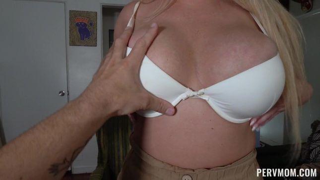 A kid with a camera on his forehead enjoys a busty stepmom